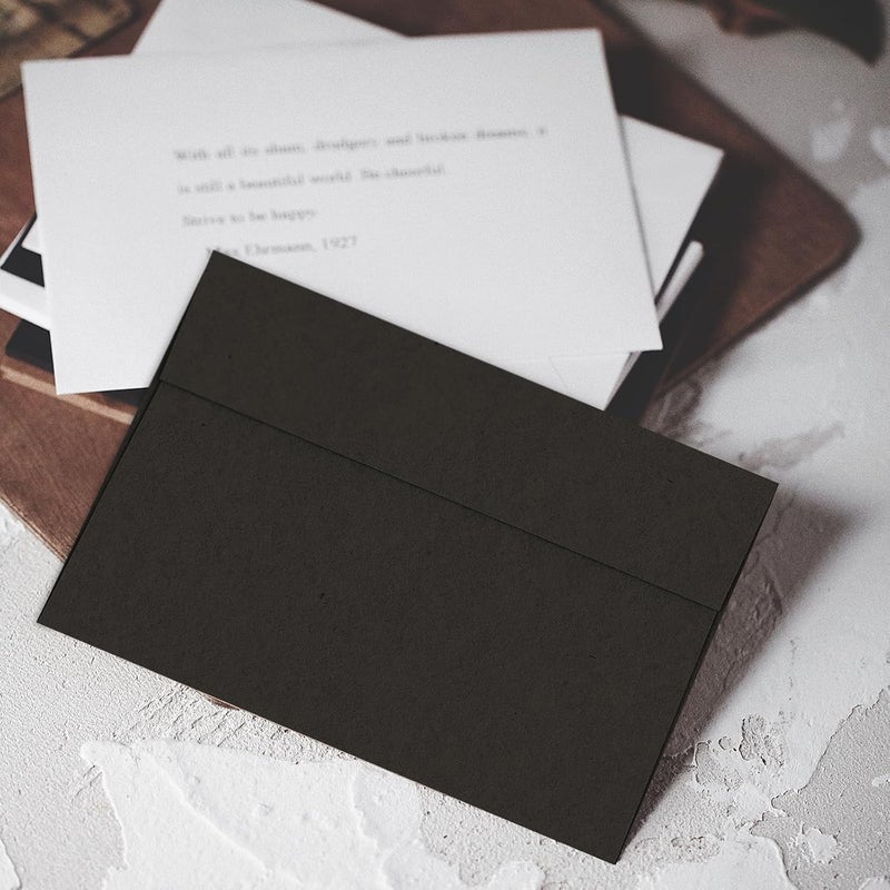 Goefun 100 Pack A4 Black Envelopes 4x6 Self Seal, 120 GSM Printable 4.25 x 6.25 Black Invitation Envelopes for 4x6 Cards, Graduation, Wedding Invitations, Photos, Baby Shower, and Various Holidays - Image 2